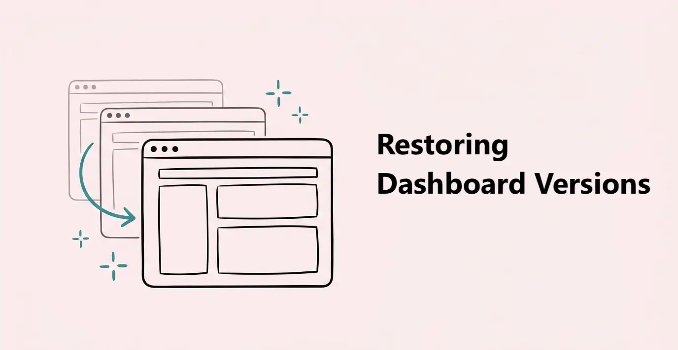 Restoring Dashboard Versions - Review saved dashboard versions, restore an earlier version, and publish it again when it is ready.