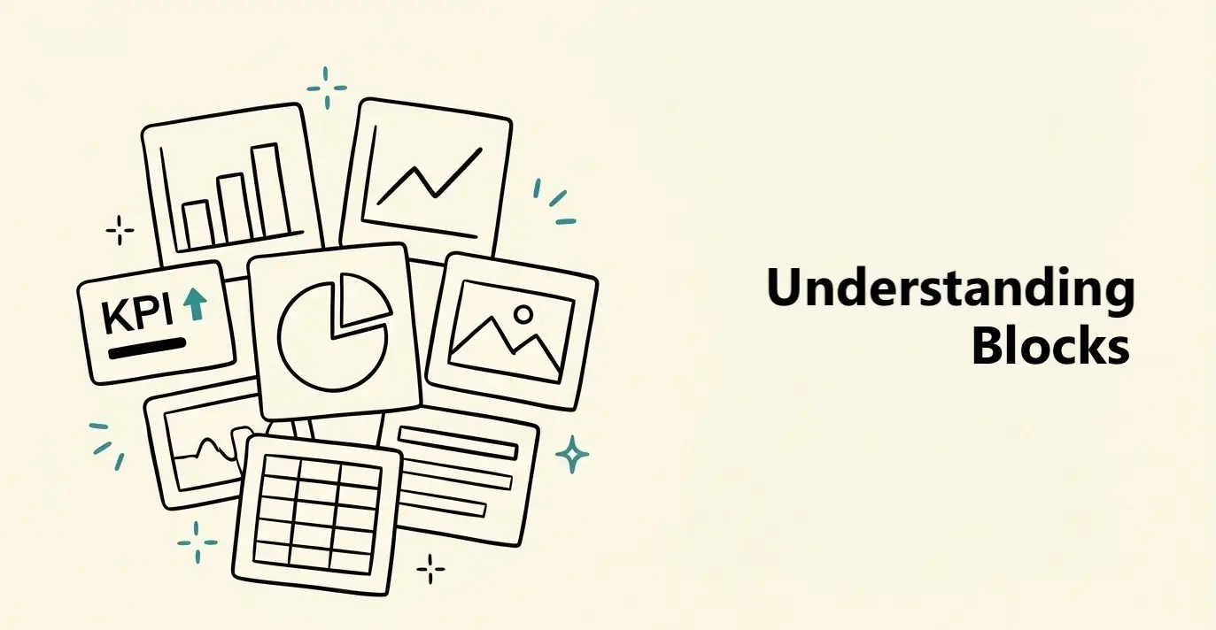 Understanding Blocks - Choose the right data or content block, add it to your dashboard, and use its Data, Block, and Card settings.